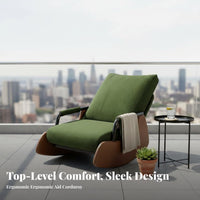 Space-Saving Adjustable Recliner Rocker Ergonomic Design Rocking Chair Easy Assembly Single Seating Armrest Storage for Readers, Homeowners, Bedroom, Balcony, Relaxation, Reading