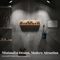 Drill-Drillless Installation Wooden Hangboard Solid Wood Construction Climbing Fingerboard Polished Edges Rock Climbing Training Board Ergonomic Design for Climbers, Beginners, Advanced Users, Indoor, Home Gym, Travel, Wall Mounted