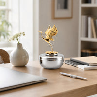 Jar with   Figurine Silver-Toned Jar with Lid Decorative Canister for Living Room