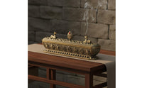 Alloy Fragrance Stick Holder Censer Auspicious Symbols Double Deer Censer Horizontal Fragrance Stick Holder Box Mantra Engraving