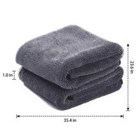 60x90cm Car Drying Towel with Microfiber Cloths, Highly Absorbent Drying Towel for Detailing, 32-Ply Twisted Yarn Cloth, Dark Gray