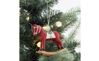 Rocking Horse Ornament Painted Finish Resin Rocking Horse Figurine Double-Purpose Use Xmas Tabletop Sculpture for Desktop, Wreath