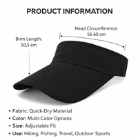 Adjustable Wide Brim Visor Hat for Women Men, Open Top Sports Cap for Tennis Golf Running, Unisex Ponytail Baseball Summer