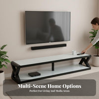 2 Pieces Tempered Glass Top Extendable TV Console with Coffee Table Modern design Lowsilhouette TV Cabinet Integrated Storage Drawers Living Room Furniture Rounded Corners for Apartment Dwellers, Families, Homeowners, Small Apartments, Bedroom