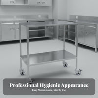3 Pieces Locking Casters Stainless Steel Medical Trolley Utility Cart Lockable Wheels Rolling Instrument Stand Easy to Clean for Beauticians Artists, Operating Rooms, Hospital, Clinics