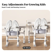 Height Adjustable Ergonomic Student Chair Non-Slip Foot Pads Split-Backrest Study Chair Flip-up Armrests Desk Seat Soft Padded for Students, Parents