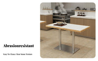 Sintered Sta surface Canteen Table and Chair Group Waterproof abrasion-resistantResistant Square Table and 4 Chairs Set sturdyDuty Frame Commercial Furniture Modern Design for Cafe Proprietors, Business Owners, Fast Food Joint, Dining Hall, Bistro