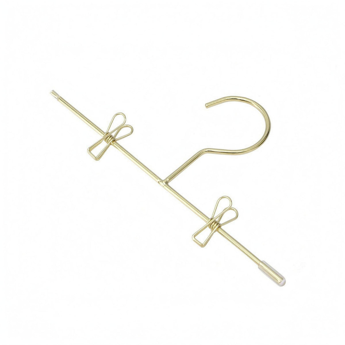 Gold-Colored Doll Clothes Hanger Metal Miniature Clothes Hanger Curved Hook 12 Cm
