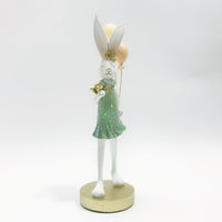 Cartoon Rabbit Holding Balloon Resin Craft Gift for Couples and Students