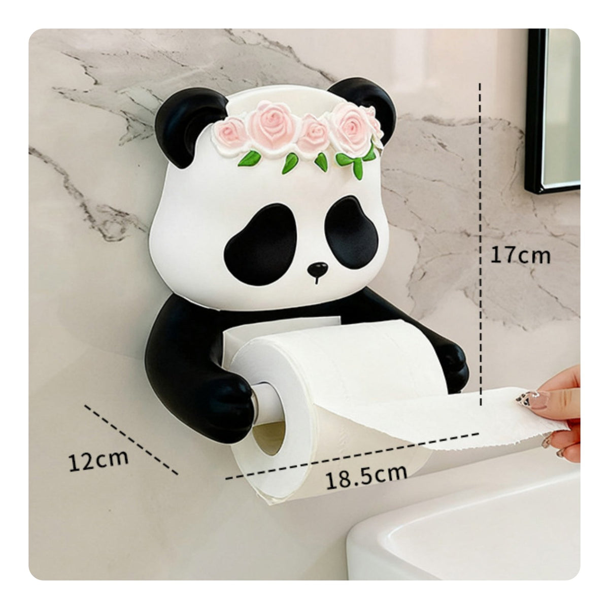 Drill-Effortless Installation Panda Toilet Paper Holder Easy to Install Panda Toilet Paper Dispenser Creative Design Cartoon Creature Tissue Rack Decorative for Children, Restroom