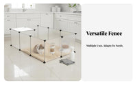 Detachable Plastic Panel Pet Fence Easy Assembly Transparent Pet Enclosure Customizable Shape DIY Small Pet Playpen Lightweight for Young Dogs, Kittens, Rabbits, Indoor