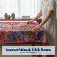 Bohemian Ethnic Tapestry, Handmade Indian Nepalese Embroidery, Wall Decor, Tablecloth, Patchwork, Random Design
