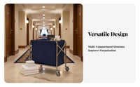 Heavy Duty Hotel Service Trolley High Capacity Commercial Laundry Cart 360° Swivel Casters Stainless Steel Laundry Bin Quiet Wheels for Housekeepers, Janitorial Personnel, Homeowners, Hospitality Industry, Nursing Homes, Dormitory