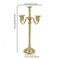 Candelabra Gold Candelabrum Candle Holder with Five Arms Metal Decor Elegant for Wedding Planners, Weddings, Banquets