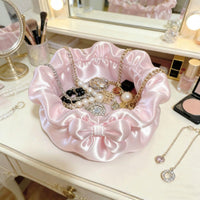 Decorative Bow Petal-Shaped Jewelry Box Open Top Ruffled Jewelry Box Tabletop Organizer Home Accessory