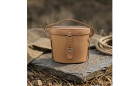 Adjustable Shoulder Strap cylindricalStyle Binocular Case Metal Loop Clasp Leather Binocular Case Stitched Seams Optical Accessory