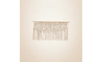 Cotton Woven Curtain with Rod Leaf Pattern Macrame Curtain Fringe Macrame Panel Decorative for Doorway