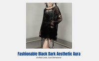 Y2K Dark Web Knit Sweater, Black Hollow Pullover, Trendy Loose Top for Women