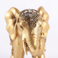 Golden Resin Elephant Statue Feng Shui, Raised Trunk Elephant Statue Home Office Ornament, Sculpture Feng Shui for Living Room Accent