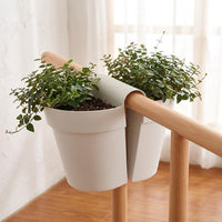 Plant Pots for Garden Fence and Flower Box Display, Oval Plant Pots for Indoor and Outdoor Use, Hanging Planter with Detachable Hooks, Gray