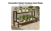 Multi-Level Shelf With Wheels Multi-Tier Plant Stand 360° Rotating Casters Metal Frame Plant Holder