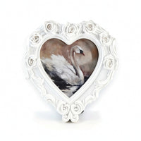 Ornate Heart-Shaped Picture Frame Rose-Relief Picture Frame with Easel Stand Vintage-Style Tabletop for Anniversary, Wedding