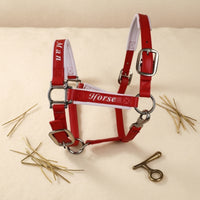 Horse Halter Reinforced Synthetic Leather Halter Padded Tack for Riders, Stable, Training
