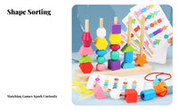 Educational Stacking and Lacing Beads Set Fine Movement Skills Development Lacing Beads Toy Set Hand-Eye Coordination for Preschoolers