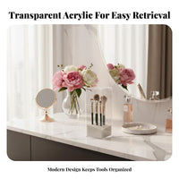 particle-resistantresistant with Lid Lidded Brush Holder Keeps Brushes Organized Cosmetic Organizer Transparent Design Makeup Container Easy to Clean for Women, Gift Givers, Vanity, bureau, Bathroom Counter, Bedroom