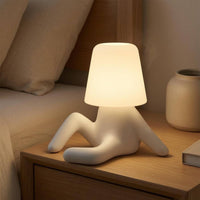 ABS Resin Sitting Figure Lamp Compact Bedside Night Light Lightweight Cup Shade Lamp Eye Friendly for Office Desk, Study
