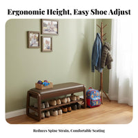 2-in-1 Design Upholstered Shoe Rack Bench Space-Saving Household Furniture Padded Seat Spacious Storage for Families, Homeowners, Adults, Entryway, Hallway, Bedroom, Living Room