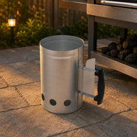 Briquette Chimney Starter Cylindrical BBQ Chimney Starter Zinc Steel for Grilling