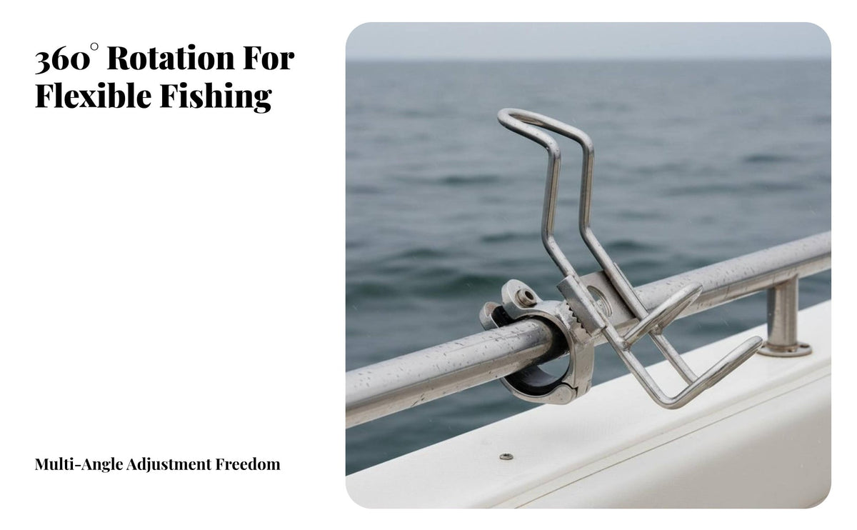 Stainless Steel Fishing Rod Holder Boat Rod Holder Rust Resistant Clamp-on Fishing Pole Bracket for Anglers, Trolling