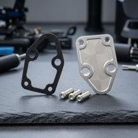 Petrol Pump Block-off Plate with Gasket Aluminum Petrol Pump Block-off Plate Billet-Style