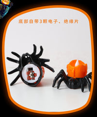 万圣节南瓜灯装饰摆件电子蜡烛灯派对用品布置道具蜘蛛眼球小夜灯 橙色蜘蛛蜡烛灯-1个装
