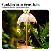 Solar Birds Feeder lamp Metal Construction Solar Powered Birds Feeding Station Waterproof Raindrop Effect Stakes lamp for Gardeners, Courtyard, Patio