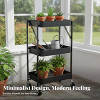 3-Tier Rolling Cart Easy Assembly 3 Tier Storage Rack Heavy Duty for Living Room