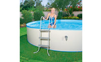Above Ground Pool Ladder Gray Pool Ladder with Steel Frame Stable for Backyard