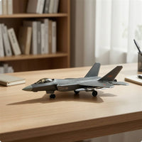 Fighter Jet Model Desktop Aircraft Model with Landing Gear Gray Plane for Office