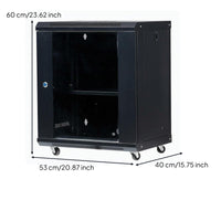 Cold-Rolled Steel Construction Wall Mount Network Rack Tempered Glass Door Wall Mounted Equipment Cabinet Good Ventilation IT Equipment Cabinet Adjustable Shelf for Home Workspace Enthusiasts, Surveillance System