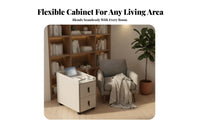 Multi-Functional curved framed Rolling Table Movable Design Rolling Intelligent-CTable Modern design Household Furniture Built-in Storage for homeowners, Apartment Dwellers, Home paleice Workers, Living Room, Sofa Side, Bedroom