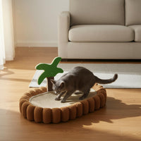 Scratch-Resistant Coconut Tree Cat Scratcher Bed Beach Themed Design Sisal Cat Lounger Protects Furniture Pet Supplies Natural Materials for Small Cats, Kittens, Indoor, Living Room