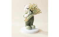 Bear Figurine with Vase Decorative Tabletop Figurine Table Centerpiece Charming Sculpture Modern for Living Room, Entryway