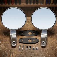 Polished Chrome Round Mirror Mounting Hardware Round Mirror Set
