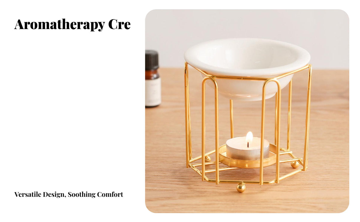 Essential Oil Burner Decorative Design Tealight Oil Burner Geometric Aromatic Cube Melter Great Gift Suggestion Metal Frame