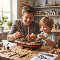 Wooden Ship Model Kit Diy Sailing Ship Model Kit with Stand Detailed for Collectors, Desk