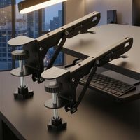 2 Pieces Under Desk Keyboard Tray Support Bracket Adjustable Desk Bracket with Clamp Heavy-Duty Tray for Telecommuters