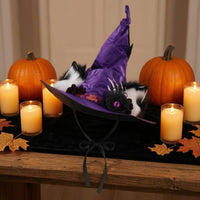 Flower Accent Feline Ear Witch Hat Cosplay Arachnid Charm Witch Hat Sturdy Costume Accessory Soft for Performance