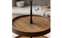3 Tier Cake Stand Rustic Wooden Tiered Tray Space Saving Round Dessert Display Rack for Party