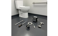 Retrofit Foot-Operated Toilet Switch Chrome Circular Trim Toilet Push Button White Cable Single Flush Button Connector End
